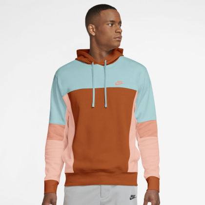 Nike Sportswear Mens Pullover French Terry Hoodie - LIGHT DEW/CAMPFIRE ORANGE/ARCTIC ORANGE - Größe S